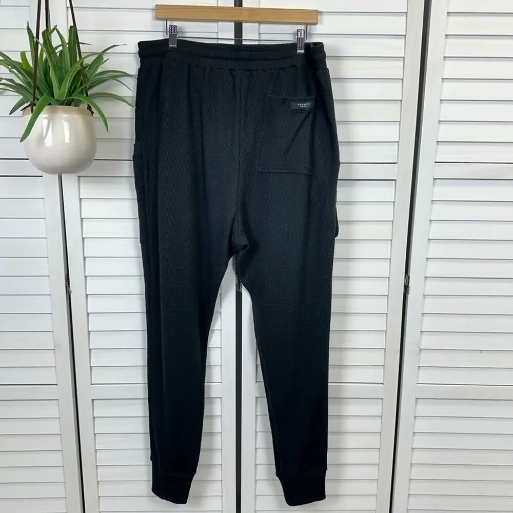 New Twenty Montreal Black Everest Thermal Joggers Waffle Knit Pants Mens Size XL